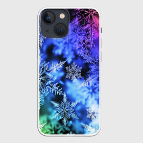 Чехол для iPhone 13 mini с принтом ЗИМНЕЕ УТРО в Петрозаводске,  |  | 2019 | 2020 | background | holiday | new year | rat | snow | год крысы | новый год | синий | снег | снежинки | текстура | фон