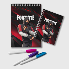 Блокнот с принтом FORTNITE X IKONIK в Петрозаводске, 100% бумага | 48 листов, плотность листов — 60 г/м2, плотность картонной обложки — 250 г/м2. Листы скреплены удобной пружинной спиралью. Цвет линий — светло-серый
 | Тематика изображения на принте: fnchap2 | fortnite | fortnite 2 | fortnite x | marshmello | ninja | ninja hyper streamer | ninja streamer | streamer | tyler blevins | маршмелло | ниндзя | фортнайт | фортнайт 2 | фортнайт глава 2