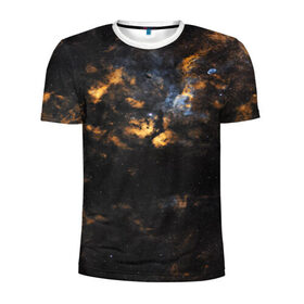 Мужская футболка 3D спортивная с принтом Космическое небо в Петрозаводске, 100% полиэстер с улучшенными характеристиками | приталенный силуэт, круглая горловина, широкие плечи, сужается к линии бедра | Тематика изображения на принте: galaxy | nebula | space | star | абстракция | вселенная | галактика | звезда | звезды | космический | планеты