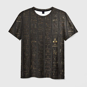 Мужская футболка 3D с принтом Egypt Hieroglyphs в Петрозаводске, 100% полиэфир | прямой крой, круглый вырез горловины, длина до линии бедер | egypt | symbol | египет | знаки | иероглифы | надпись | символы