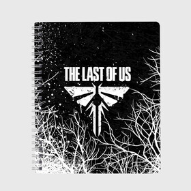 Тетрадь с принтом THE LAST OF US в Петрозаводске, 100% бумага | 48 листов, плотность листов — 60 г/м2, плотность картонной обложки — 250 г/м2. Листы скреплены сбоку удобной пружинной спиралью. Уголки страниц и обложки скругленные. Цвет линий — светло-серый
 | cicadas | fireflies | naughty dog | the last of us | the last of us part 2 | tlou | tlou2 | джоэл | ласт оф ас | одни из нас | последние из нас | цикады | элли