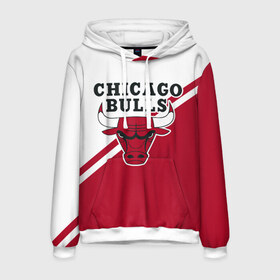 Мужская толстовка 3D с принтом Chicago Bulls Red-White в Петрозаводске, 100% полиэстер | двухслойный капюшон со шнурком для регулировки, мягкие манжеты на рукавах и по низу толстовки, спереди карман-кенгуру с мягким внутренним слоем. | Тематика изображения на принте: bulls | chicago | chicago bulls | nba | баскетбол | буллз | нба | чикаго | чикаго буллз