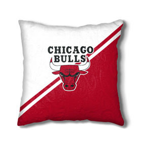 Подушка 3D с принтом Chicago Bulls Red-White в Петрозаводске, наволочка – 100% полиэстер, наполнитель – холлофайбер (легкий наполнитель, не вызывает аллергию). | состоит из подушки и наволочки. Наволочка на молнии, легко снимается для стирки | bulls | chicago | chicago bulls | nba | баскетбол | буллз | нба | чикаго | чикаго буллз