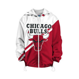 Детская куртка 3D с принтом Chicago Bulls Red-White в Петрозаводске, 100% полиэстер | застежка — молния, подол и капюшон оформлены резинкой с фиксаторами, по бокам — два кармана без застежек, один потайной карман на груди, плотность верхнего слоя — 90 г/м2; плотность флисового подклада — 260 г/м2 | bulls | chicago | chicago bulls | nba | баскетбол | буллз | нба | чикаго | чикаго буллз