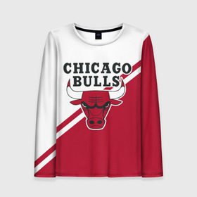 Женский лонгслив 3D с принтом Chicago Bulls Red-White в Петрозаводске, 100% полиэстер | длинные рукава, круглый вырез горловины, полуприлегающий силуэт | bulls | chicago | chicago bulls | nba | баскетбол | буллз | нба | чикаго | чикаго буллз