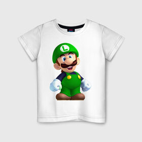 Детская футболка хлопок с принтом Luigi`s Mansion в Петрозаводске, 100% хлопок | круглый вырез горловины, полуприлегающий силуэт, длина до линии бедер | game | luigis mansion | mario | nintendo | видеоигра | игра | луиджи | марио | привидение | призрак