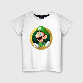 Детская футболка хлопок с принтом Luigis Mansion в Петрозаводске, 100% хлопок | круглый вырез горловины, полуприлегающий силуэт, длина до линии бедер | Тематика изображения на принте: 
