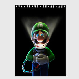 Скетчбук с принтом Luigis Mansion в Петрозаводске, 100% бумага
 | 48 листов, плотность листов — 100 г/м2, плотность картонной обложки — 250 г/м2. Листы скреплены сверху удобной пружинной спиралью | game | luigis mansion | mario | nintendo | видеоигра | игра | луиджи | марио | привидение | призрак