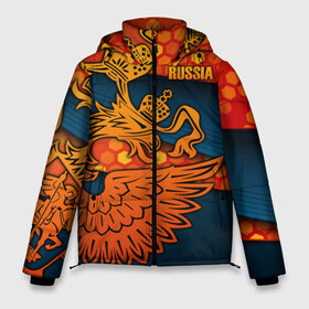 Мужская зимняя куртка 3D с принтом RUSSIA Sports Uniform в Петрозаводске, верх — 100% полиэстер; подкладка — 100% полиэстер; утеплитель — 100% полиэстер | длина ниже бедра, свободный силуэт Оверсайз. Есть воротник-стойка, отстегивающийся капюшон и ветрозащитная планка. 

Боковые карманы с листочкой на кнопках и внутренний карман на молнии. | aesthetic | collection | fashion | hybrid | original | pro | review | russia | sports | герб | орнамент | россия | рф | спорт | униформа | форма