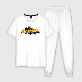 Мужская пижама хлопок с принтом Batman Logo в Петрозаводске, 100% хлопок | брюки и футболка прямого кроя, без карманов, на брюках мягкая резинка на поясе и по низу штанин
 | 80 | 80th | anniversary | bat man | batman | batman comics | caped crusader | dark knight | shtatjl | бетмен | брюс уэйн | бэт мен | бэтмен | тёмный рыцарь