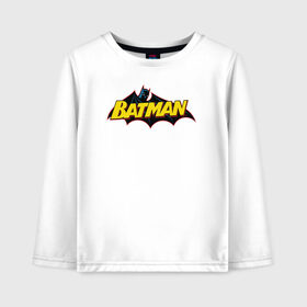 Детский лонгслив хлопок с принтом Batman Logo в Петрозаводске, 100% хлопок | круглый вырез горловины, полуприлегающий силуэт, длина до линии бедер | 80 | 80th | anniversary | bat man | batman | batman comics | caped crusader | dark knight | shtatjl | бетмен | брюс уэйн | бэт мен | бэтмен | тёмный рыцарь