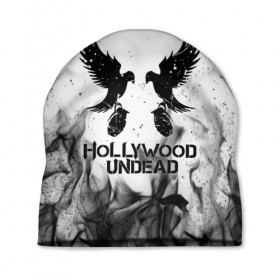 Шапка 3D с принтом HOLLYWOOD UNDEAD в Петрозаводске, 100% полиэстер | универсальный размер, печать по всей поверхности изделия | deuce | hollywood undead | hu | j dog | shady jeff | голливуд | голливудская нежить | даниэль мурильо | джордан террелл | джордж артур рейган | дилан альварес | мэттью сент клер | нежить