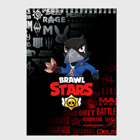 Скетчбук с принтом BRAWL STARS CROW в Петрозаводске, 100% бумага
 | 48 листов, плотность листов — 100 г/м2, плотность картонной обложки — 250 г/м2. Листы скреплены сверху удобной пружинной спиралью | brawl stars | bull | colt | crow | leon | stars | берли | бо | брок | ворон | джесси | динамайк | дэррил | кольт | леон | мортис | нита | пайпер | пенни | поко | пэм | рикошет | спайк | фрэнк | шелли | эль примо