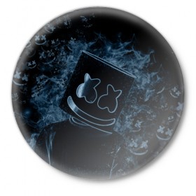 Значок с принтом Marshmello в Петрозаводске,  металл | круглая форма, металлическая застежка в виде булавки | 