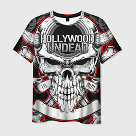 Мужская футболка 3D с принтом Hollywood Undead в Петрозаводске, 100% полиэфир | прямой крой, круглый вырез горловины, длина до линии бедер | been | bloody nose | california | hell | lyrics | music | octone | official | psalms | records | rock | song | to | vevo | video | кранккор | метал | рэп рок | электроник