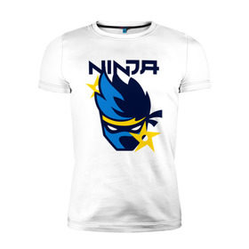 Мужская футболка премиум с принтом FORTNITE NINJA в Петрозаводске, 92% хлопок, 8% лайкра | приталенный силуэт, круглый вырез ворота, длина до линии бедра, короткий рукав | chapter 2 | fortnite | fortnite ninja | ninja | игры | ниндзя | нинзя | сюрекен | фортнайт
