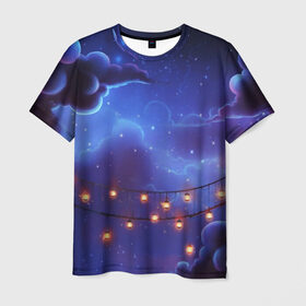 Мужская футболка 3D с принтом НОВОГОДНЯЯ НОЧЬ в Петрозаводске, 100% полиэфир | прямой крой, круглый вырез горловины, длина до линии бедер | star | stars | texture | вечер | вечерние иллюстрации | звезда | звезды | ночной пейзаж | ночные | ночь | природа | прогулки | текстуры
