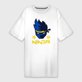 Платье-футболка хлопок с принтом FORTNITE NINJA в Петрозаводске,  |  | fnchap2 | fortnite | fortnite 2 | fortnite x | marshmello | ninja | ninja hyper streamer | ninja streamer | streamer | tyler blevins | маршмелло | ниндзя | фортнайт | фортнайт 2 | фортнайт глава 2