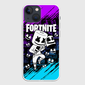 Чехол для iPhone 13 mini с принтом FORTNITE MARSHMELLO | ФОРТНАЙТ НЕОН в Петрозаводске,  |  | fnchap2 | fortnite | fortnite 2 | fortnite x | marshmello | ninja | ninja hyper streamer | ninja streamer | streamer | tyler blevins | маршмелло | ниндзя | фортнайт | фортнайт 2 | фортнайт глава 2