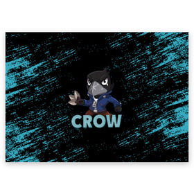 Поздравительная открытка с принтом Brawl Stars CROW в Петрозаводске, 100% бумага | плотность бумаги 280 г/м2, матовая, на обратной стороне линовка и место для марки
 | brawl | brawl stars | crow | leon | stars | бравл | бравл старс | браво старс | ворон | ворона | игра | компьютерная | кров | леон | онлайн | старс