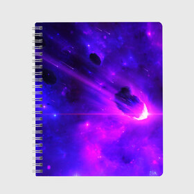 Тетрадь с принтом Метеориты в Петрозаводске, 100% бумага | 48 листов, плотность листов — 60 г/м2, плотность картонной обложки — 250 г/м2. Листы скреплены сбоку удобной пружинной спиралью. Уголки страниц и обложки скругленные. Цвет линий — светло-серый
 | galaxy | nasa | nebula | space | star | абстракция | вселенная | галактика | звезда | звезды | космический | наса | огонь | планеты