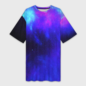 Платье-футболка 3D с принтом СЕВЕРНОЕ СИЯНИЕ в Петрозаводске,  |  | galaxy | nasa | nebula | space | star | абстракция | вселенная | галактика | звезда | звезды | космический | наса | огонь | планеты