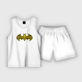 Детская пижама с шортами хлопок с принтом Batman logo в Петрозаводске,  |  | bat man | batman | batman comics | caped crusader | comics | dark knight | shtatjl | бетмен | брюс уэйн | бэт мен | бэтмен | тёмный рыцарь