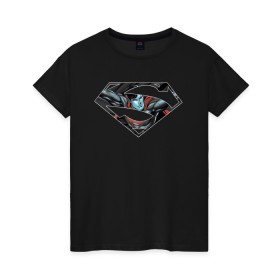 Женская футболка хлопок с принтом Superman в Петрозаводске, 100% хлопок | прямой крой, круглый вырез горловины, длина до линии бедер, слегка спущенное плечо | clark kent | superman | кларк кент | супермен | супермэн