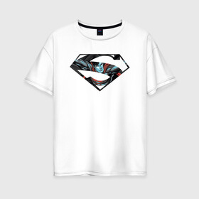 Женская футболка хлопок Oversize с принтом Superman в Петрозаводске, 100% хлопок | свободный крой, круглый ворот, спущенный рукав, длина до линии бедер
 | clark kent | superman | кларк кент | супермен | супермэн