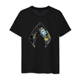 Мужская футболка хлопок с принтом Aquaman в Петрозаводске, 100% хлопок | прямой крой, круглый вырез горловины, длина до линии бедер, слегка спущенное плечо. | Тематика изображения на принте: aquaman | arthur curry | dc | dc comics | shtatjl | аквамен | артур карри