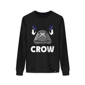 Женский свитшот хлопок с принтом Brawl Stars CROW в Петрозаводске, 100% хлопок | прямой крой, круглый вырез, на манжетах и по низу широкая трикотажная резинка  | brawl | brawl stars | crow | leon | stars | бравл | бравл старс | браво старс | ворон | ворона | игра | компьютерная | костюм | кофта | кров | леон | онлайн | старс