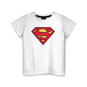 Детская футболка хлопок с принтом Superman logo в Петрозаводске, 100% хлопок | круглый вырез горловины, полуприлегающий силуэт, длина до линии бедер | Тематика изображения на принте: clark kent | superman | кларк кент | супермен | супермэн