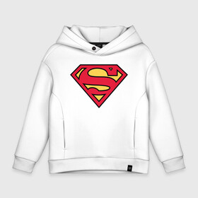 Детское худи Oversize хлопок с принтом Superman logo в Петрозаводске, френч-терри — 70% хлопок, 30% полиэстер. Мягкий теплый начес внутри —100% хлопок | боковые карманы, эластичные манжеты и нижняя кромка, капюшон на магнитной кнопке | clark kent | superman | кларк кент | супермен | супермэн