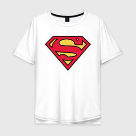 Мужская футболка хлопок Oversize с принтом Superman logo в Петрозаводске, 100% хлопок | свободный крой, круглый ворот, “спинка” длиннее передней части | Тематика изображения на принте: clark kent | superman | кларк кент | супермен | супермэн
