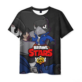 Мужская футболка 3D с принтом BRAWL STARS CROW в Петрозаводске, 100% полиэфир | прямой крой, круглый вырез горловины, длина до линии бедер | brawl stars | brawl stars crow | brawler | crow | бравл старз | бравлер | ворон