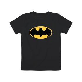 Детская футболка хлопок с принтом Batman logo в Петрозаводске, 100% хлопок | круглый вырез горловины, полуприлегающий силуэт, длина до линии бедер | Тематика изображения на принте: bat man | batman | batman comics | caped crusader | comics | dark knight | бетмен | брюс уэйн | бэт мен | бэтмен | тёмный рыцарь