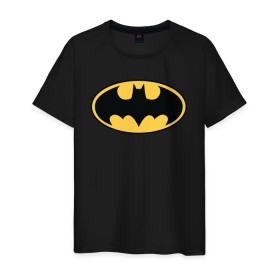 Мужская футболка хлопок с принтом Batman logo в Петрозаводске, 100% хлопок | прямой крой, круглый вырез горловины, длина до линии бедер, слегка спущенное плечо. | bat man | batman | batman comics | caped crusader | comics | dark knight | бетмен | брюс уэйн | бэт мен | бэтмен | тёмный рыцарь