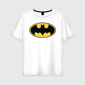 Женская футболка хлопок Oversize с принтом Batman logo в Петрозаводске, 100% хлопок | свободный крой, круглый ворот, спущенный рукав, длина до линии бедер
 | bat man | batman | batman comics | caped crusader | comics | dark knight | бетмен | брюс уэйн | бэт мен | бэтмен | тёмный рыцарь