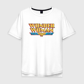 Мужская футболка хлопок Oversize с принтом Wonder Woman Text Logo в Петрозаводске, 100% хлопок | свободный крой, круглый ворот, “спинка” длиннее передней части | dc | dc comics | diana prince | shtatjl | wonder woman | вандер вуман | вондер вуман | диана принс | супер женщина | чудо женщина