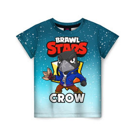 Детская футболка 3D с принтом BRAWL STARS CROW в Петрозаводске, 100% гипоаллергенный полиэфир | прямой крой, круглый вырез горловины, длина до линии бедер, чуть спущенное плечо, ткань немного тянется | brawl stars | brawl stars crow | brawler | crow | бравл старз | бравлер | ворон