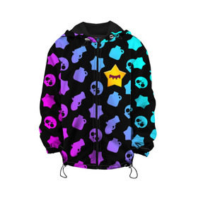 Детская куртка 3D с принтом BRAWL STARS - SANDY в Петрозаводске, 100% полиэстер | застежка — молния, подол и капюшон оформлены резинкой с фиксаторами, по бокам — два кармана без застежек, один потайной карман на груди, плотность верхнего слоя — 90 г/м2; плотность флисового подклада — 260 г/м2 | brawl | bull | colt | crow | game | games | leon | online | penny | poco | sandy | shelly | spike | star | stars | wanted | брав | бравл | браво | звезда | звезды | игра | игры | лого | онлайн | сенди | старс | сэнди