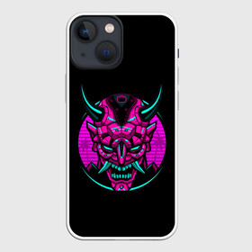 Чехол для iPhone 13 mini с принтом Samurai Retro Neon в Петрозаводске,  |  | Тематика изображения на принте: neon | retro | retrowave | samurai | warior | wave | воин | воины | войны | гладиатор | маска | неон | ретро | ретровейв | рэтро | самураи | самурай