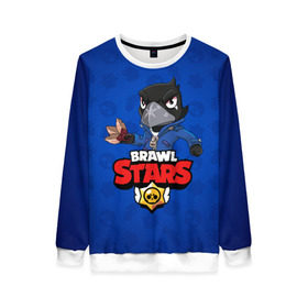 Женский свитшот 3D с принтом BRAWL STARS CROW в Петрозаводске, 100% полиэстер с мягким внутренним слоем | круглый вырез горловины, мягкая резинка на манжетах и поясе, свободная посадка по фигуре | 8 bit | 8 бит | brawl stars | bull | colt | crow | leon | leon shark | shark | stars | акула | берли | ворон | динамайк | кольт | леон | леон акула | нита | спайк | шелли | эль примо