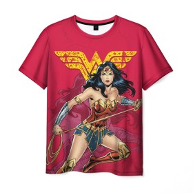 Мужская футболка 3D с принтом Wonder Woman в Петрозаводске, 100% полиэфир | прямой крой, круглый вырез горловины, длина до линии бедер | dc | dc comics | diana prince | shtatjl | wonder woman | вандер вуман | вондер вуман | диана принс | супер женщина | чудо женщина