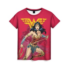 Женская футболка 3D с принтом Wonder Woman в Петрозаводске, 100% полиэфир ( синтетическое хлопкоподобное полотно) | прямой крой, круглый вырез горловины, длина до линии бедер | dc | dc comics | diana prince | shtatjl | wonder woman | вандер вуман | вондер вуман | диана принс | супер женщина | чудо женщина