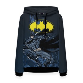 Женская толстовка 3D с принтом Batman в Петрозаводске, 100% полиэстер  | двухслойный капюшон со шнурком для регулировки, мягкие манжеты на рукавах и по низу толстовки, спереди карман-кенгуру с мягким внутренним слоем. | bat man | batman | batman comics | caped crusader | comics | dark knight | бетмен | брюс уэйн | бэт мен | бэтмен | тёмный рыцарь