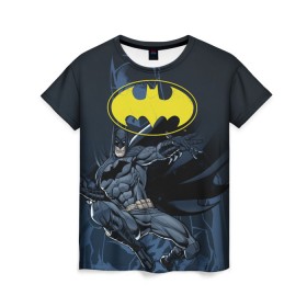 Женская футболка 3D с принтом Batman в Петрозаводске, 100% полиэфир ( синтетическое хлопкоподобное полотно) | прямой крой, круглый вырез горловины, длина до линии бедер | bat man | batman | batman comics | caped crusader | comics | dark knight | бетмен | брюс уэйн | бэт мен | бэтмен | тёмный рыцарь