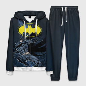 Мужской костюм 3D с принтом Batman в Петрозаводске, 100% полиэстер | Манжеты и пояс оформлены тканевой резинкой, двухслойный капюшон со шнурком для регулировки, карманы спереди | bat man | batman | batman comics | caped crusader | comics | dark knight | бетмен | брюс уэйн | бэт мен | бэтмен | тёмный рыцарь