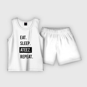 Детская пижама с шортами хлопок с принтом ЕСТЬ. СПАТЬ. ATEEZ. ПОВТОРИТЬ. в Петрозаводске,  |  | ateez | bts | eat | exo | k pop | kpop | music | repeat | sleep | twice | бтс | к поп | кпоп | музыка | поп