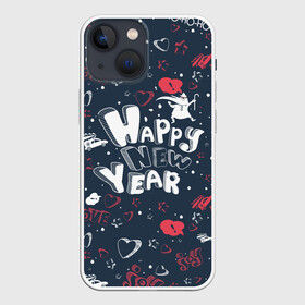 Чехол для iPhone 13 mini с принтом Happy new Year в Петрозаводске,  |  | Тематика изображения на принте: happy new year | santa | дед мороз | каникулы | мороз | новогодний свитер | новый год | оливье | праздник | рождество | санта клаус | свитер новогодний | снег | снегурочка | снежинки